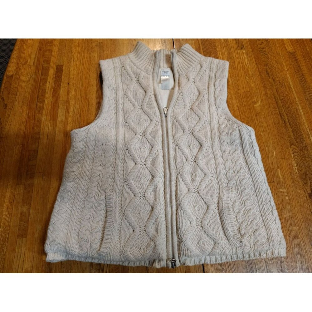Garnet Hill chunky cable knit wool  sweater vest women's small